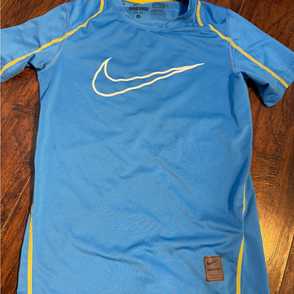 Nike Blue and Yellow Short Sleeve Tee